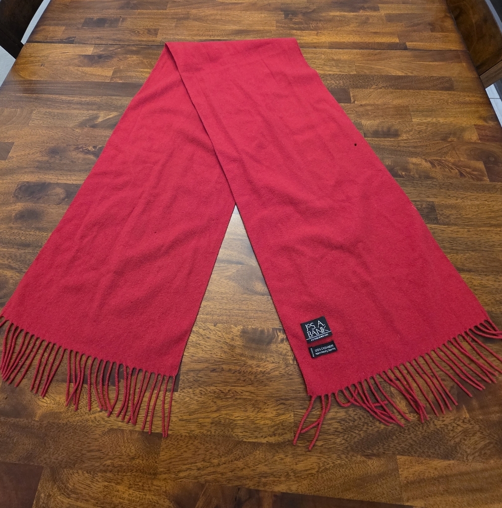 Jos. A. Bank Red Cashmere Scarf. Sku 15